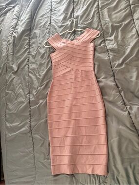 One-Shoulder Blush Pink Bandage Sheath Dress